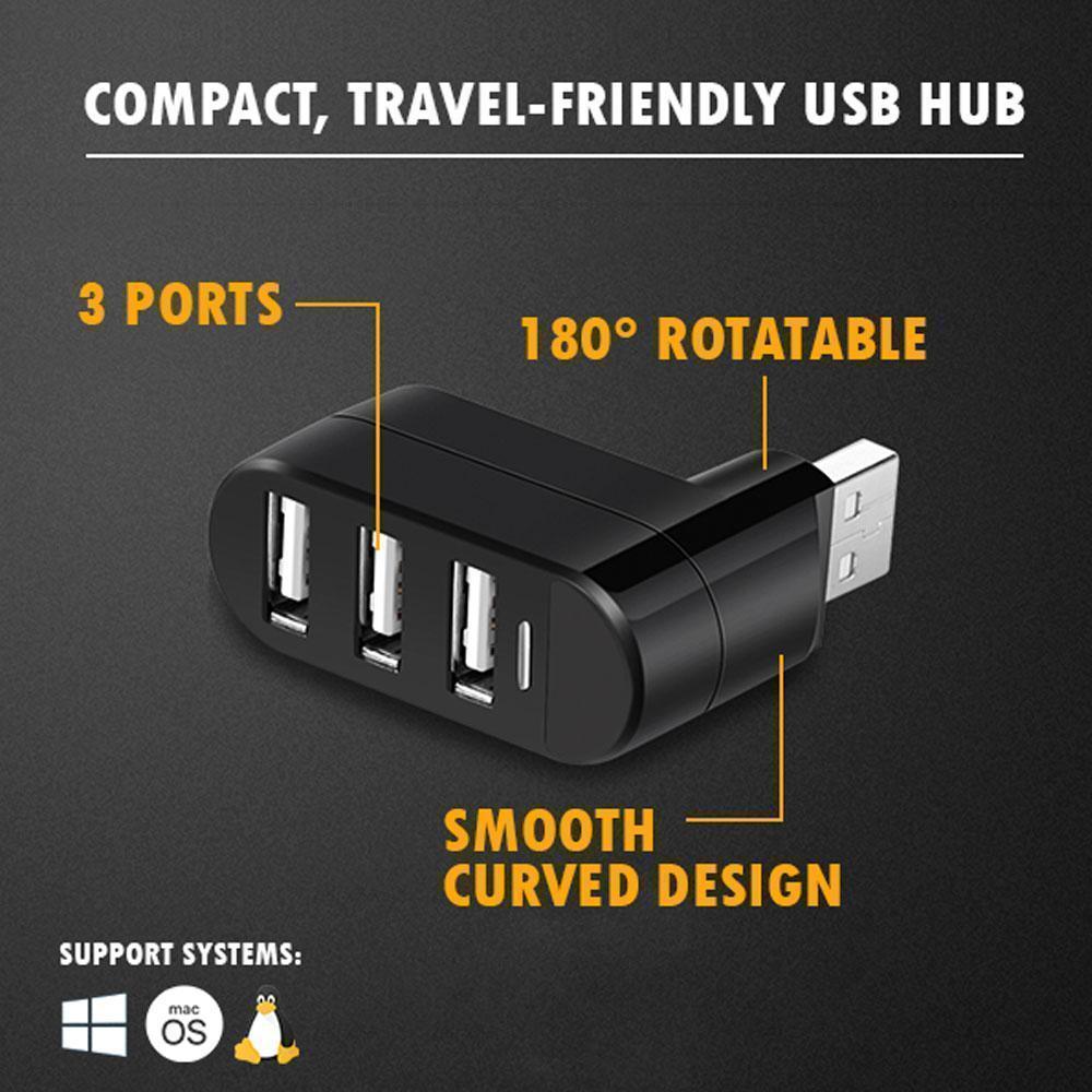 Lisslune | Mini rotatable 3-Port USB Hub