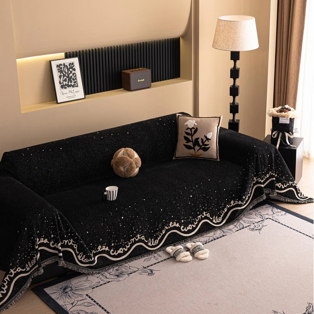 Lisslune | Cursive Glittering Chenille Sofa Cover