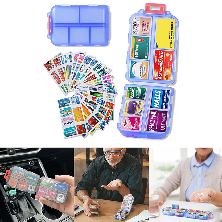Lisslune | Travel Pill Organizer Box (161 Labels for Customization)