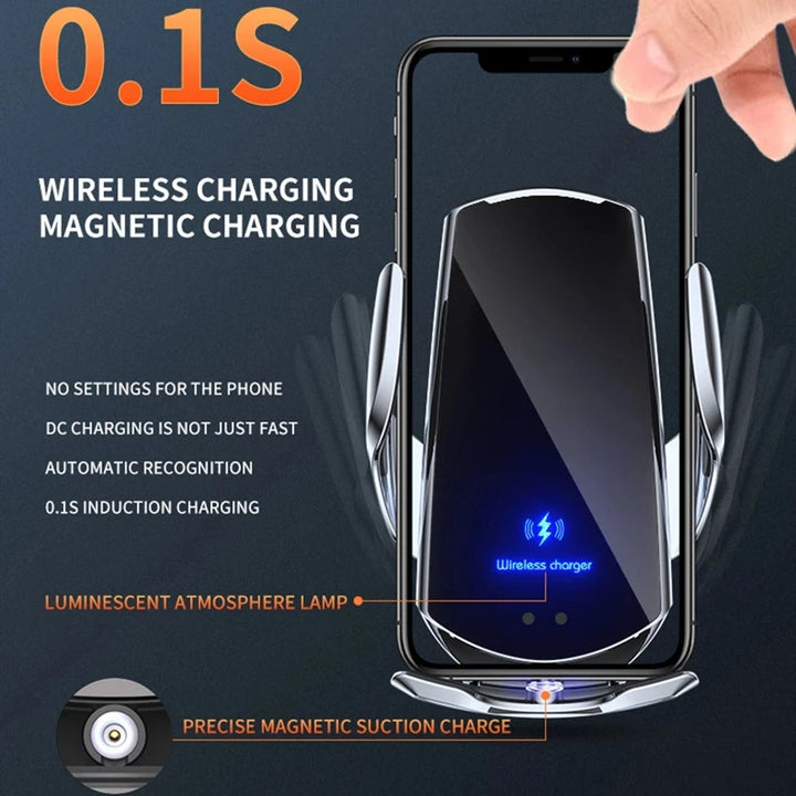 Lisslune | 2-in-1 Wireless Car Charger & Phone Holder Automatic Clamping - Fast Charging Secure Universal Compatibility Adjustable & Practical