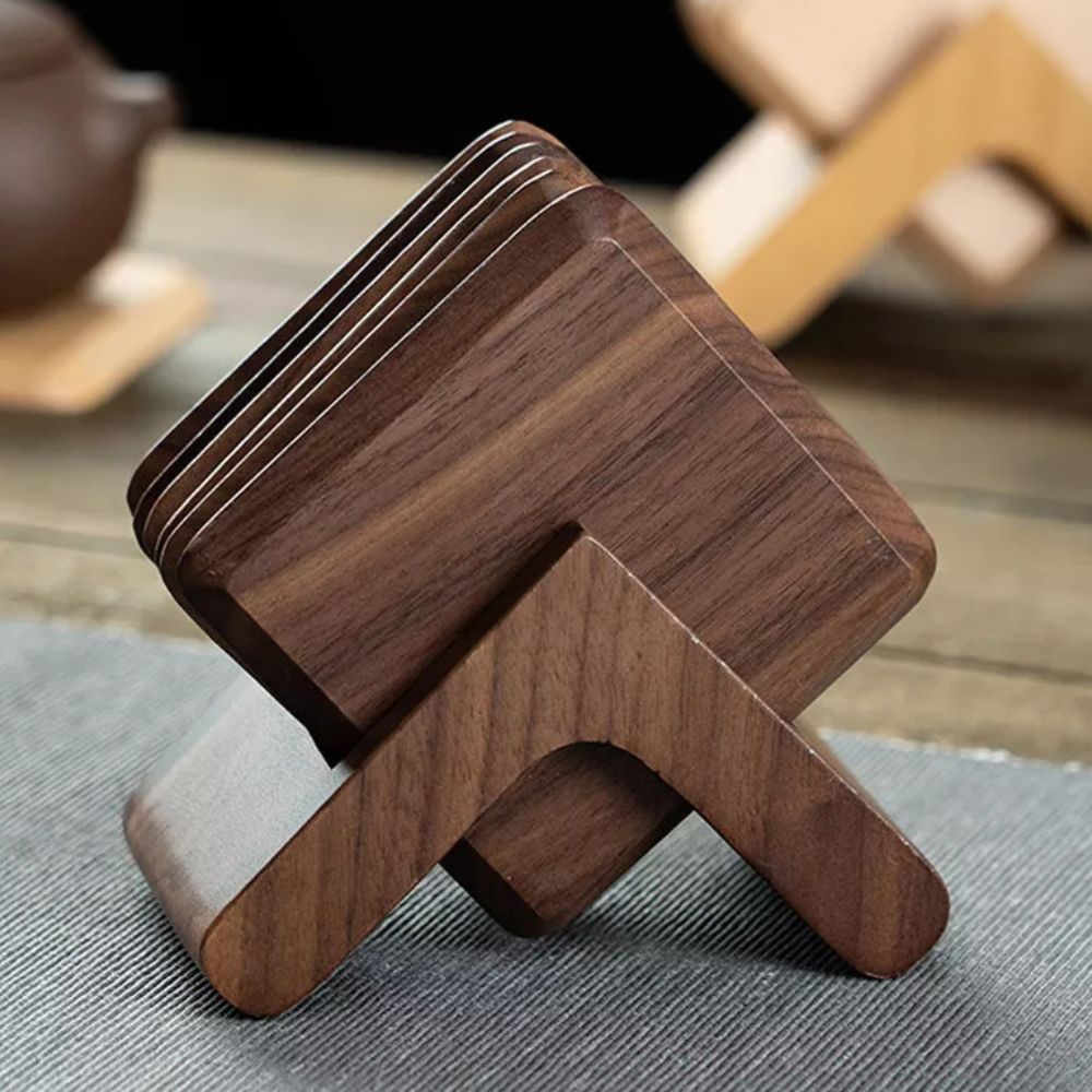 Lisslune | Sleek Stack Wooden Coaster Set | 6pcs