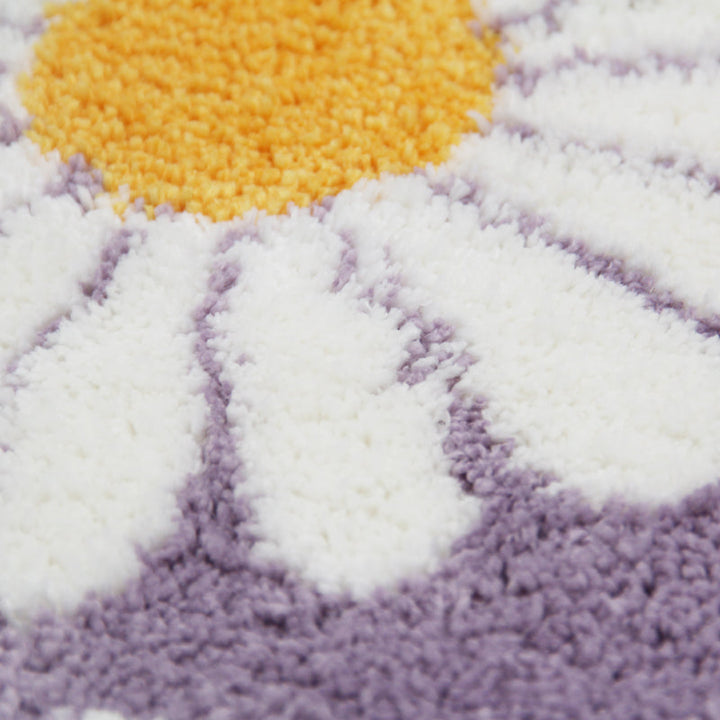 Lisslune | Feblilac Sweet Daisy Bath Mat, Purple Flower Carpet Bathroom