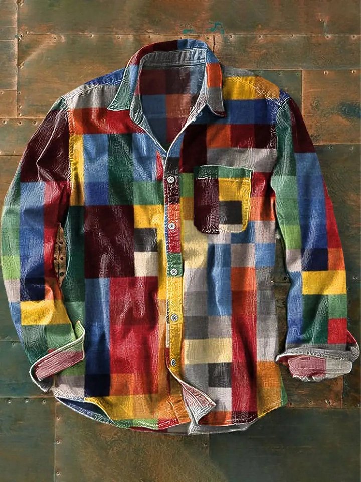 Lisslune | Stylish Colorful Patchwork Button-Down Shirt