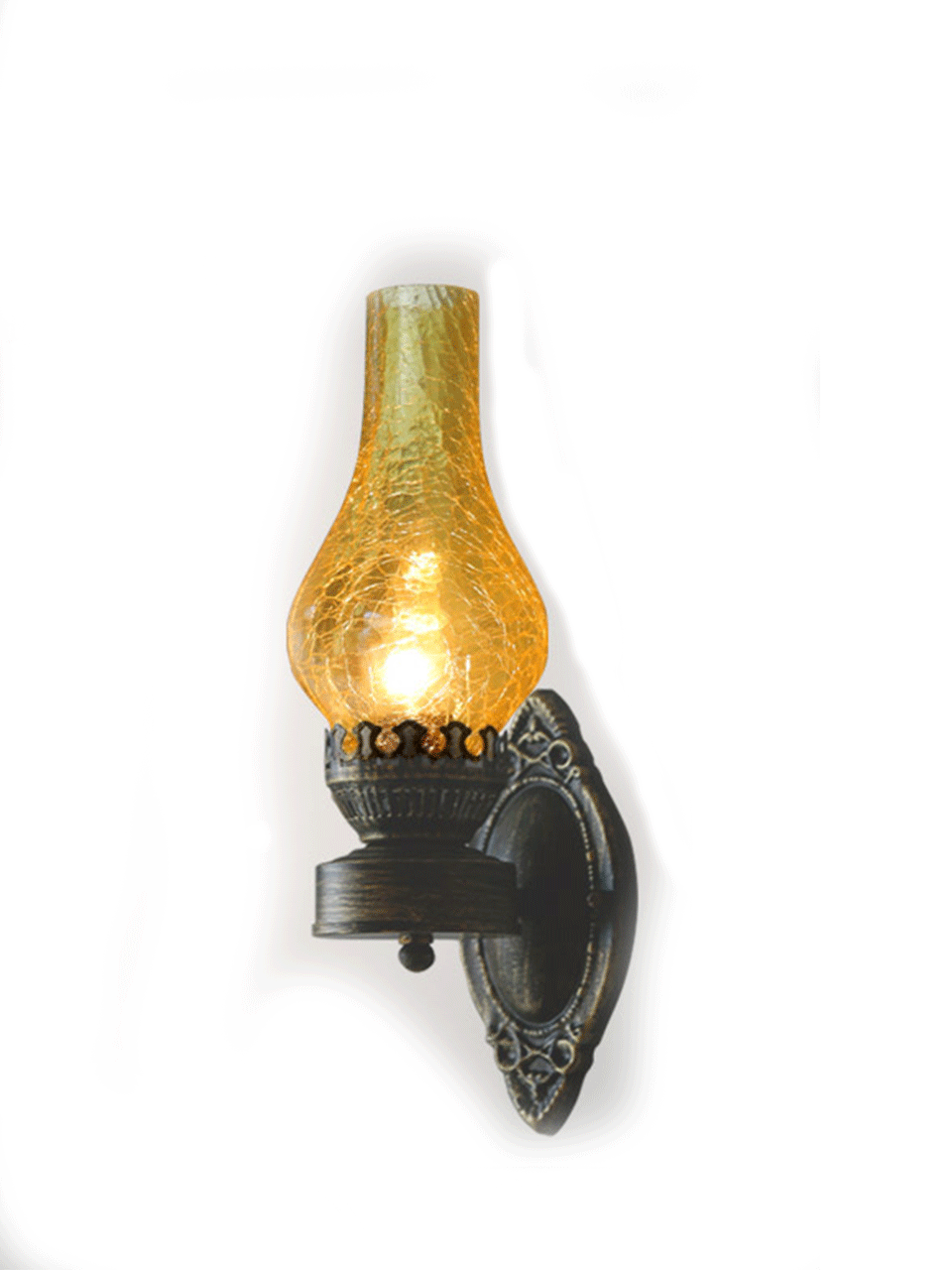 Skørter | 1 Head Wall Mount Light Antique Kerosene Iron Wall Lighting with Glass Cover in Bronze