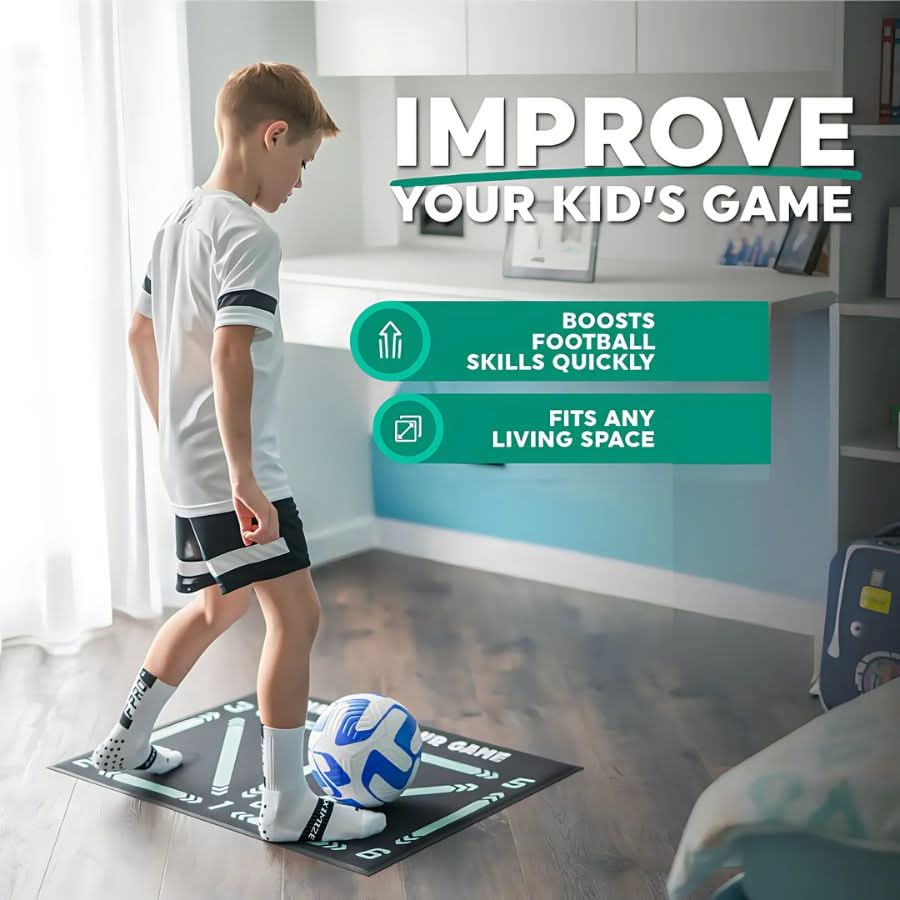 Lisslune | SKILLZONE – Technical mat for soccer training with anti-slip socks, 2 × 2 m indoor