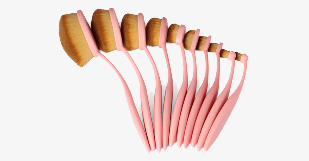 Lisslune | 10-piece set of oval brushes in soft pink
