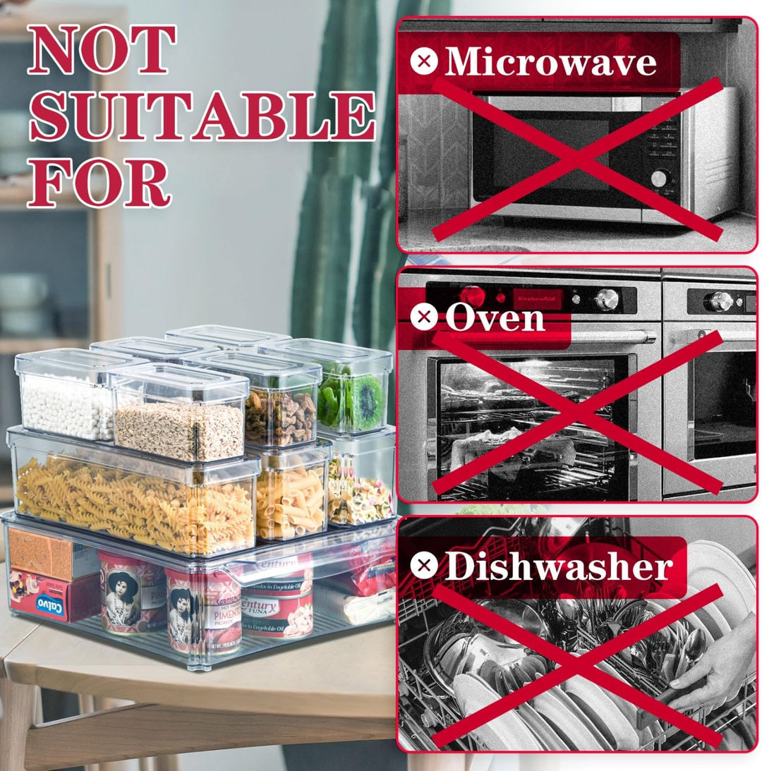 Lisslune | Stackable Fridge Organiser Set – 10 Clear Storage Boxes for Freshness & Kitchen Order
