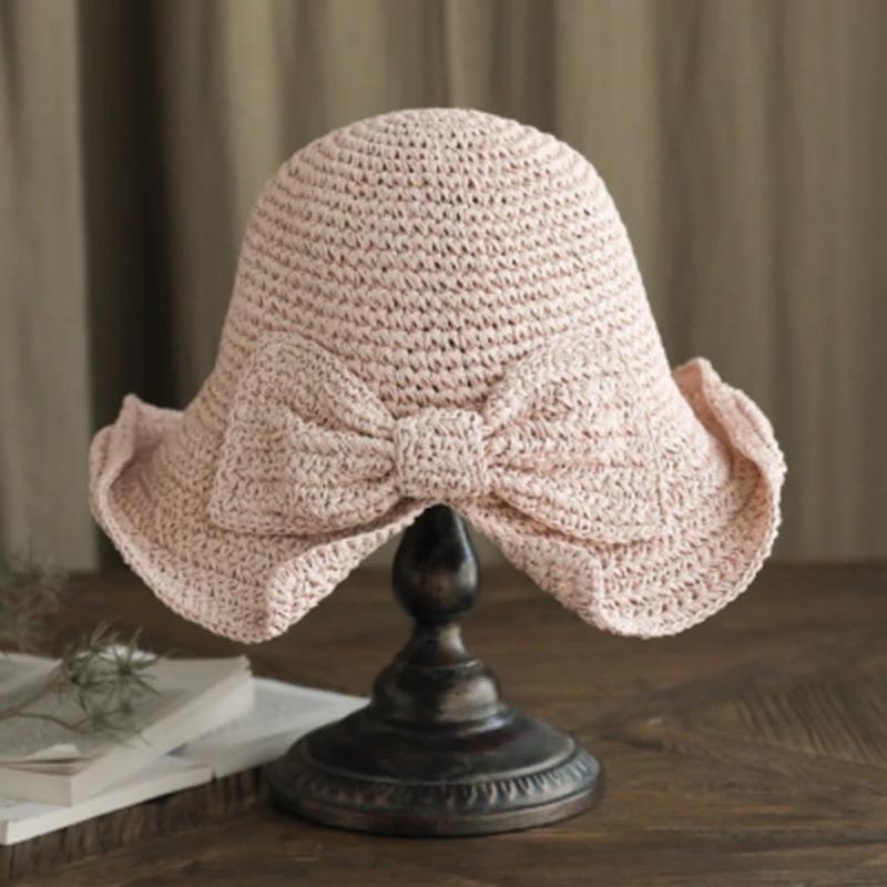 Lisslune | Retro Folding Straw Hat with Bow