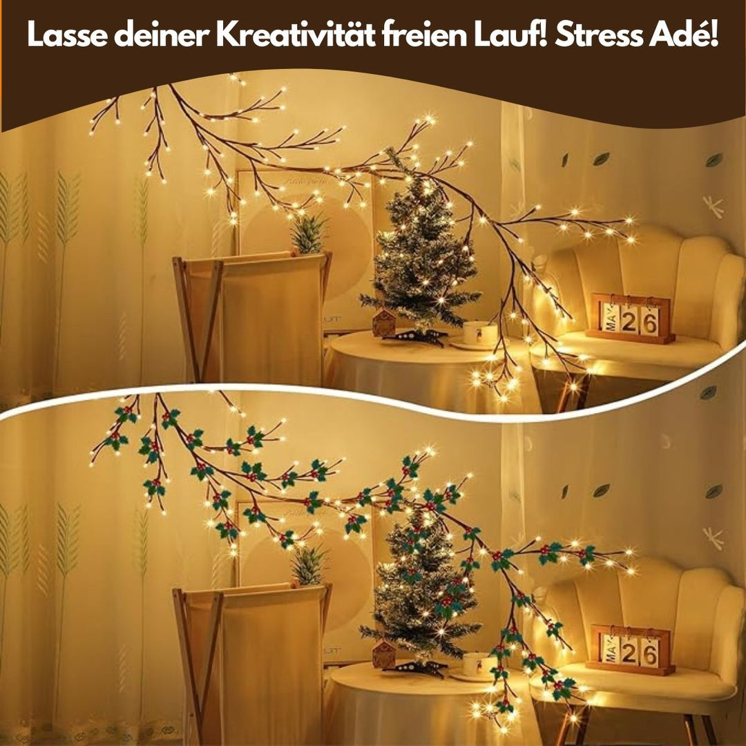 Lisslune | LED Grapevine Fairy Lights - 100 LED String Lights with Green Wire for Indoor & Outdoor Decoration, Parties, and Garden Use