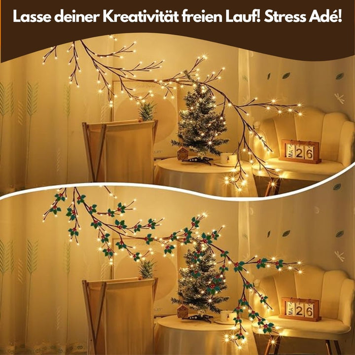 Lisslune | LED Grapevine Fairy Lights - 100 LED String Lights with Green Wire for Indoor & Outdoor Decoration, Parties, and Garden Use
