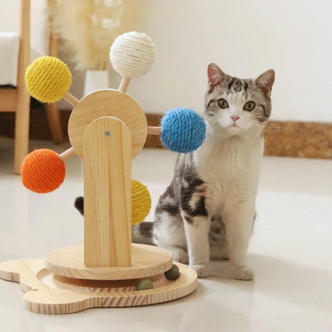 Lisslune | Spin & Scratch Tower - Multifunctional Cat Scratching Post with Ferris Wheel