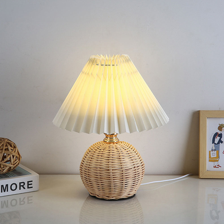 Lisslune | Modern Table Lamp with White Pleated Shade
