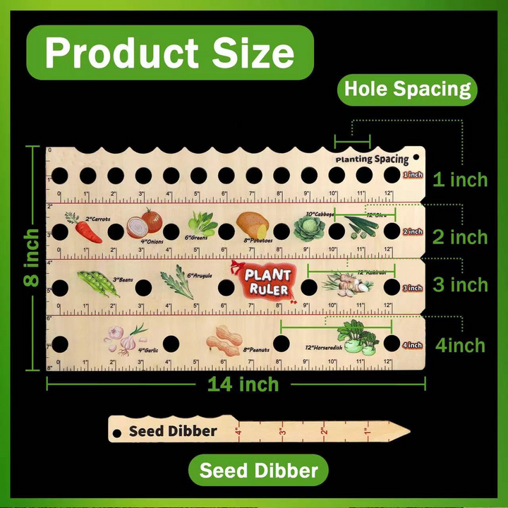 Lisslune | Wood Plant Ruler – Multifunctional Seed Measuring Tool for Garden