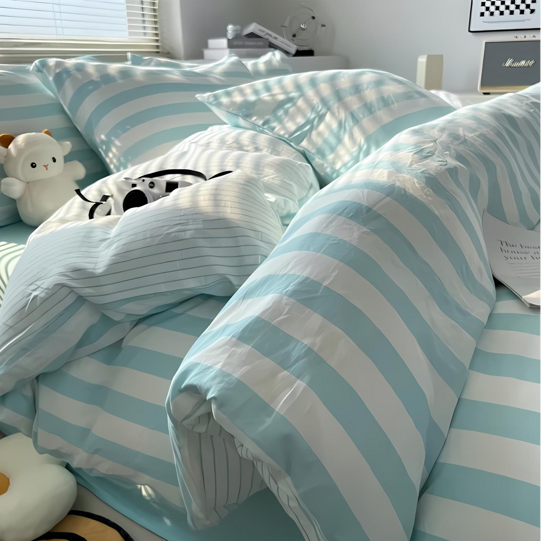 Lisslune | Elenorra Classic Striped Bedding Set 4pcs Duvet Cover Sheet