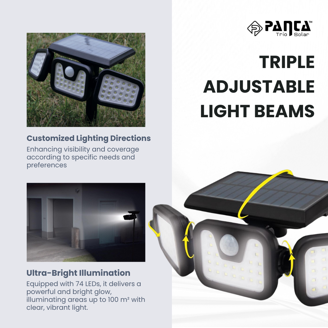 Lisslune | Solar-Powered Outdoor Lights – Panta Trio with Motion Sensor for Garden & Security Lighting