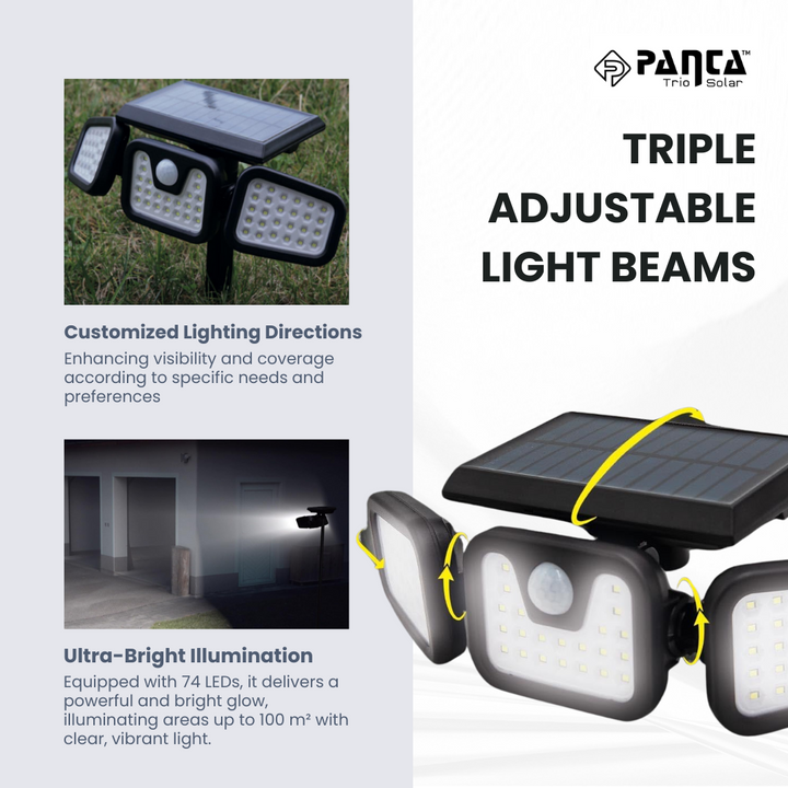 Lisslune | Solar-Powered Outdoor Lights – Panta Trio with Motion Sensor for Garden & Security Lighting