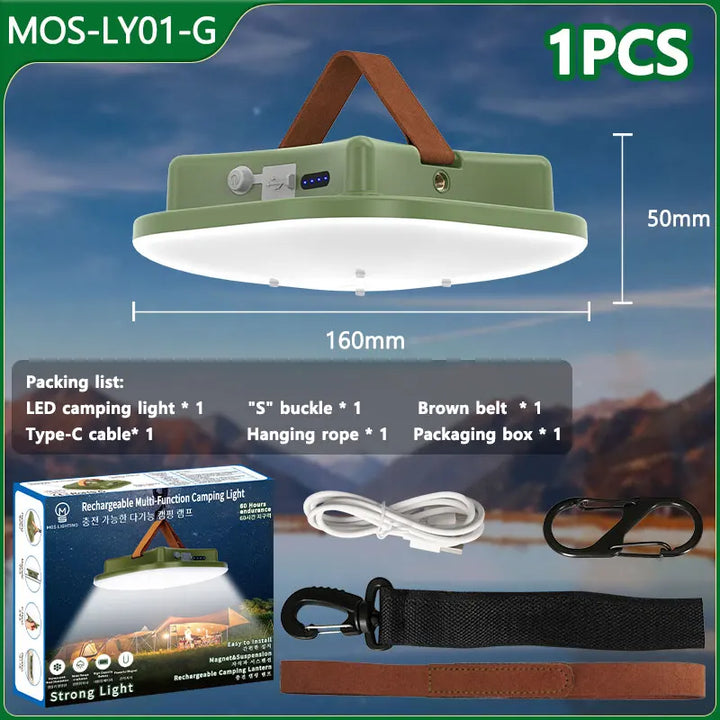 Lisslune | 80W LED Solar-Rechargeable Camping Lamp with Magnet and Zoom Function