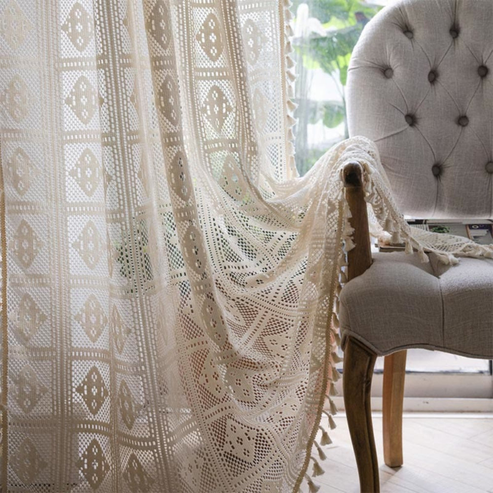 Lisslune | Rhombus Plaid Diamond Pattern Curtain