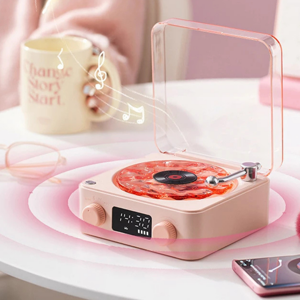 Lisslune | VintageVibe Soundbox - Retro Vinyl Speaker with Rotating Turntable