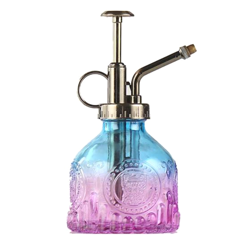 Lisslune | Embossed glass bottle with metal nozzle – Plant sprayer for flower watering in vintage design