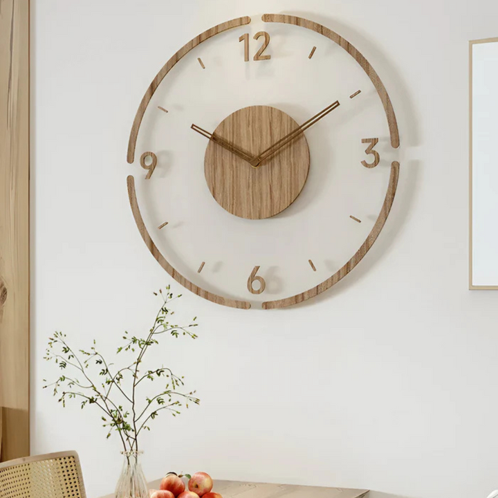 Lisslune | Silent Wall Clock Wood Light – Modern Clock with Acrylic Design for Living Room