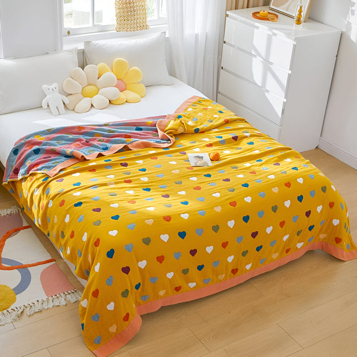Lisslune | Whimsical Hearts Reversible Cotton Blanket