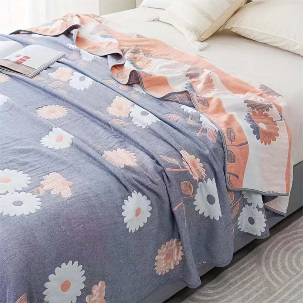 Lisslune | Zyphara Reversible Cotton Floral Blanket