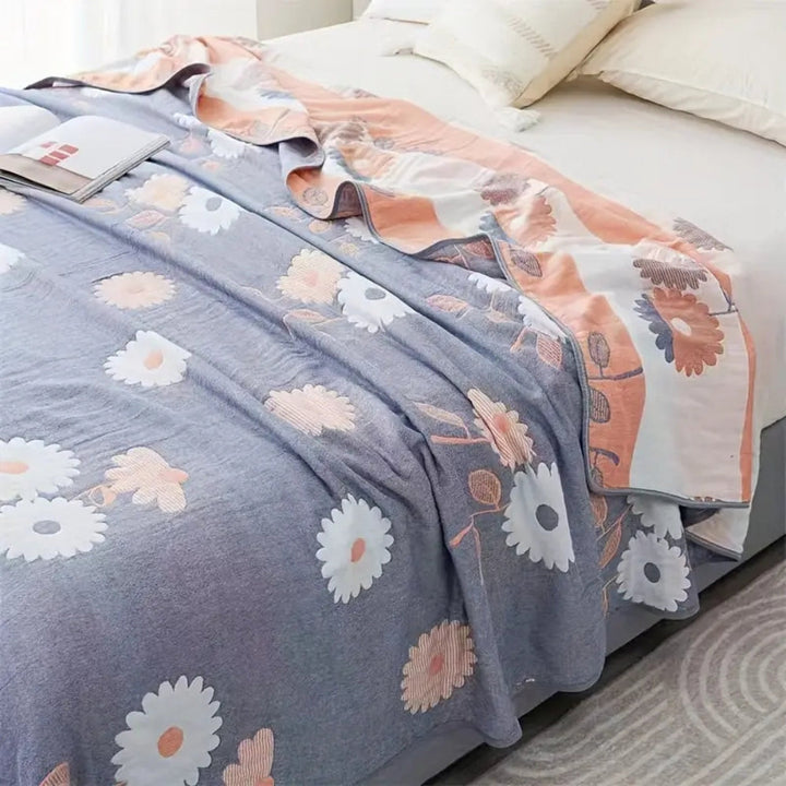 Lisslune | Zyphara Reversible Cotton Floral Blanket