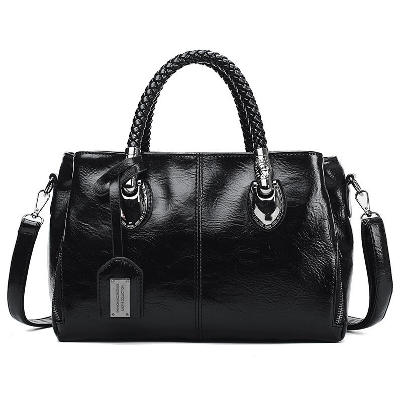 Lisslune | New handbags made of oil wax leather Boston, large tote bag made of soft leather