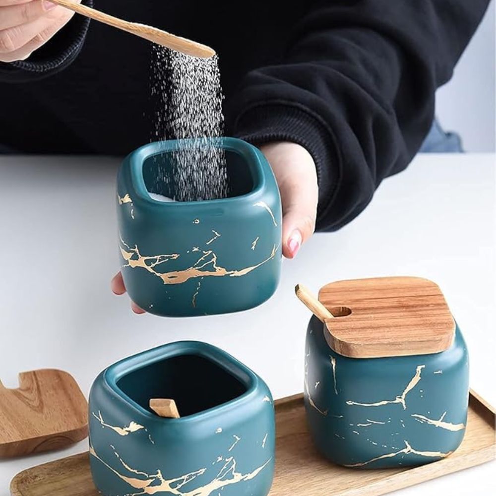 Lisslune | Royal Vein Porcelain Spice Jar Set
