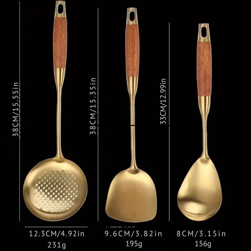 Lisslune | Chef’s Choice Golden Kitchen Utensils | 6pcs Set