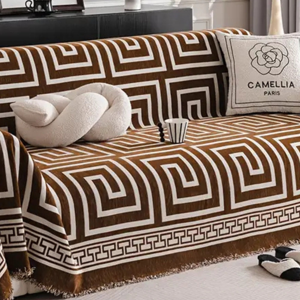 Lisslune | Meander Tassels Chenille Sofa Cover