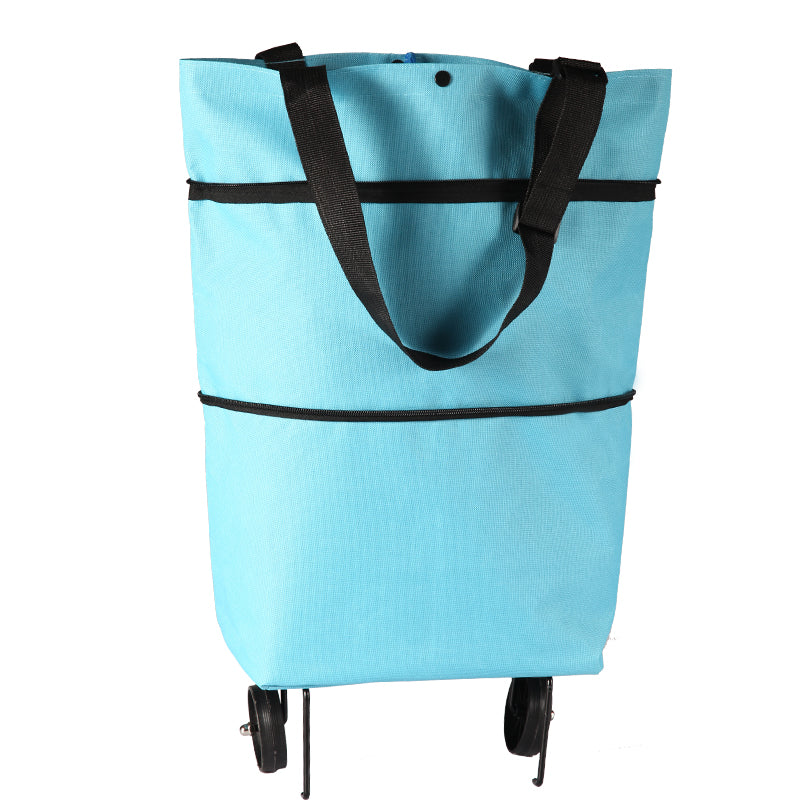 Lisslune | Reusable Shopping Trolley / Tote Bag with Foldable Wheels, Adjustable Strap, Thick Bottom and Large Capacity, For Shopping, Outdoors and More