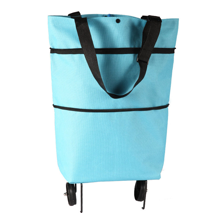 Lisslune | Reusable Shopping Trolley / Tote Bag with Foldable Wheels, Adjustable Strap, Thick Bottom and Large Capacity, For Shopping, Outdoors and More
