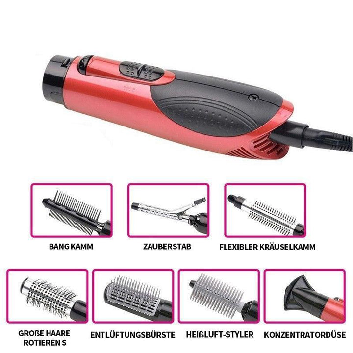 Lisslune | 7in1 Professional multifunctional styling tools wide brush hair dryer straightener comb clip pipe roller brush