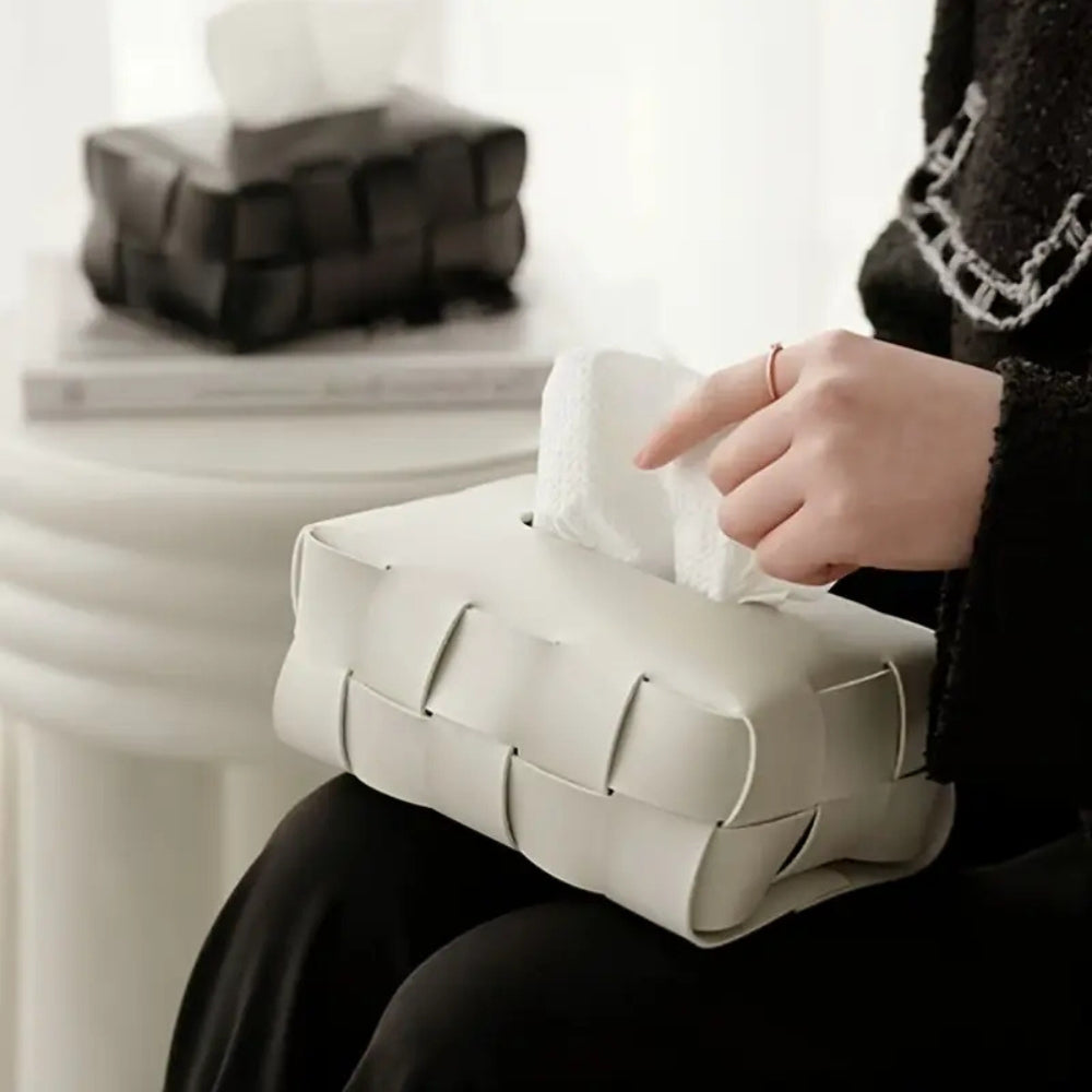 Lisslune | Braided Vegan Leather Tissue Holder