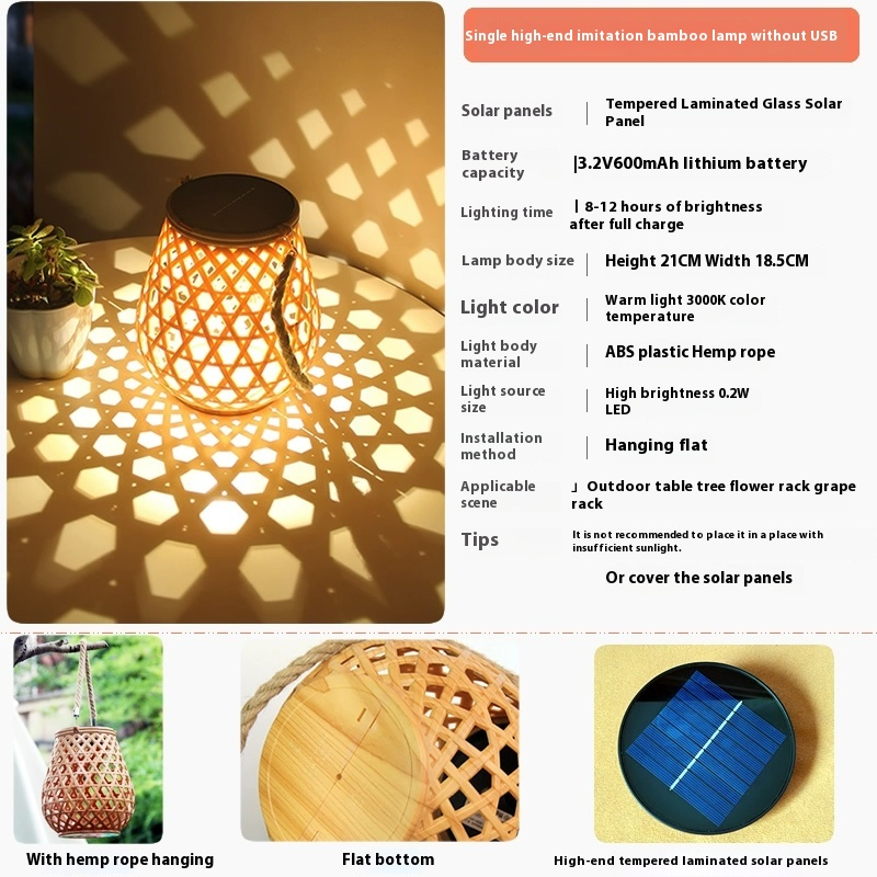 Lisslune | Solar LED Rattan Lantern – Large Outdoor Lighting in Oval Design for Garden and Terrace