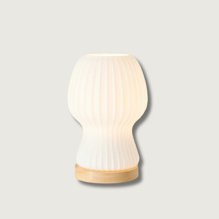 Lisslune | GlowBeam – Folded Glass Table Lamp with Wooden Accent