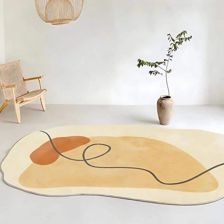 Lisslune | Soft Washable Rug – Modern Living Room Carpet with Irregular Design