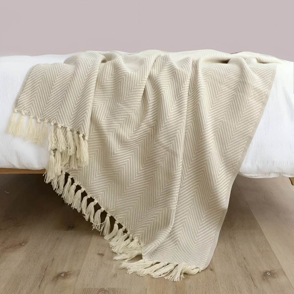 Lisslune | Herringbone Tassel Knit Blanket