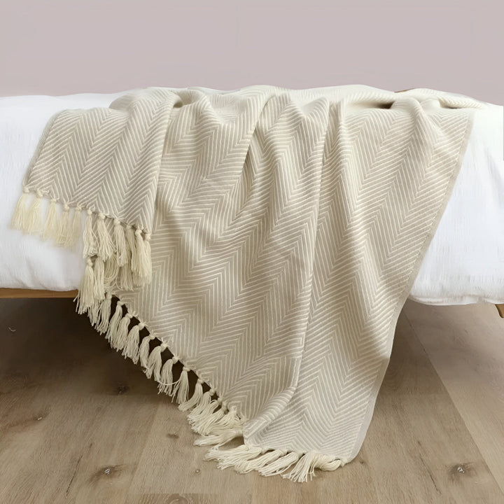 Lisslune | Herringbone Tassel Knit Blanket