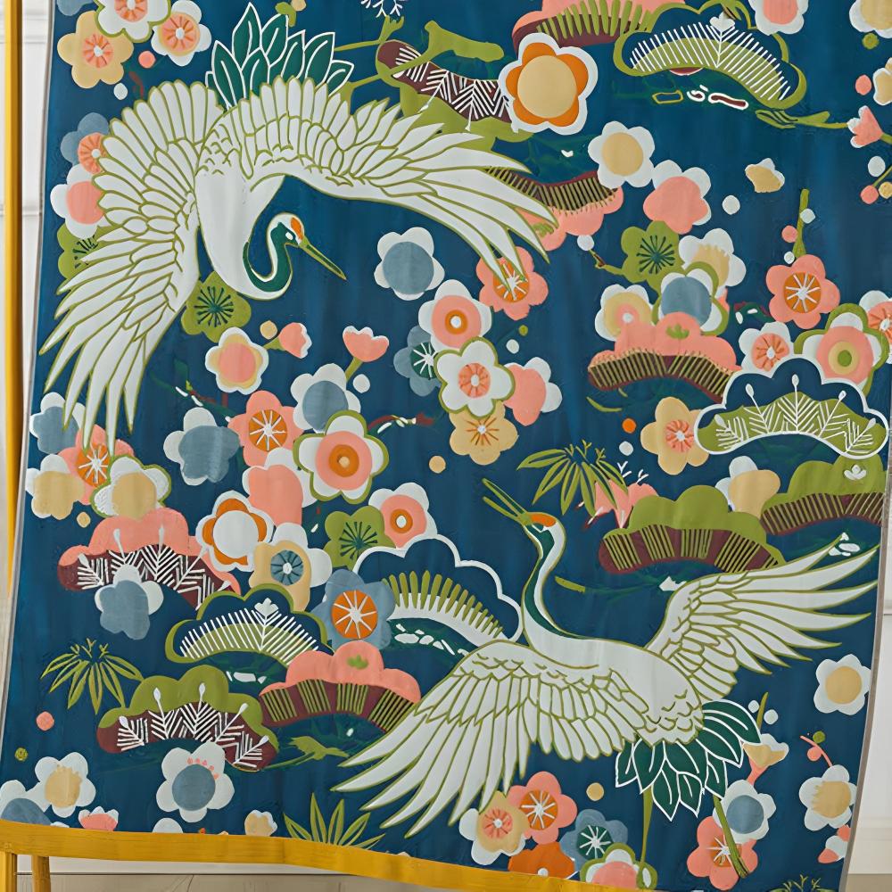 Lisslune | Lush Flower Cranes Bath Towel