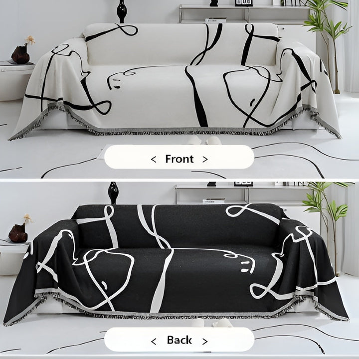 Lisslune | Abstract Line Reversible Chenille Sofa Cover