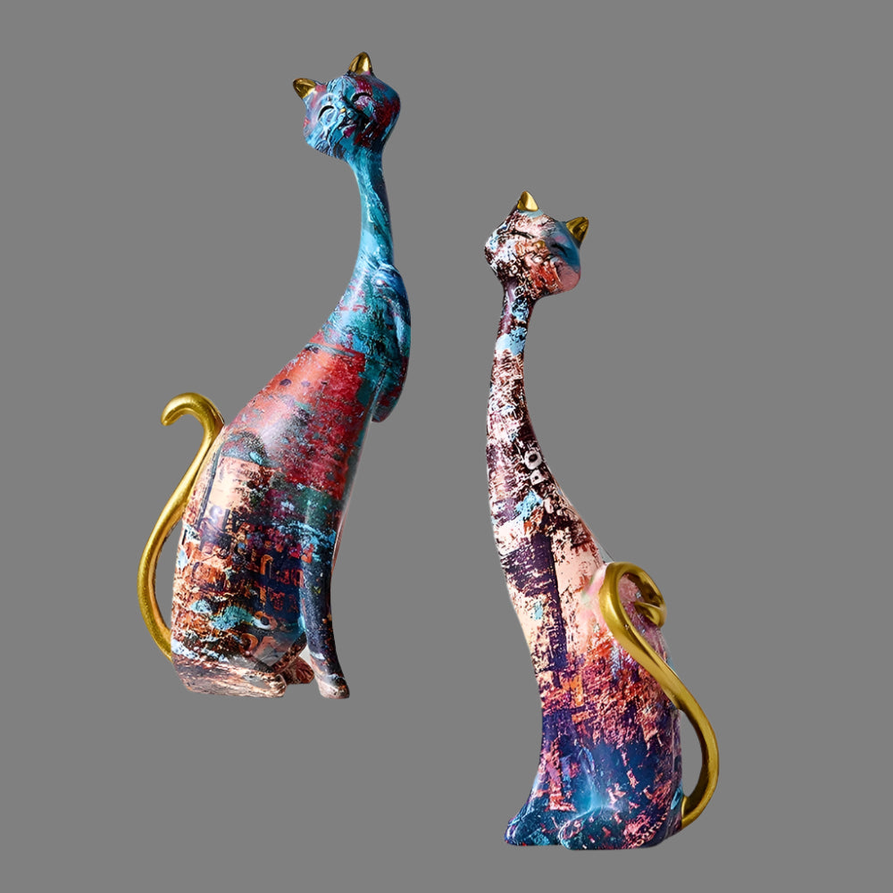 Lisslune | FelineForm – Minimalistic Cat Sculpture Duo for Modern Decorative Accents