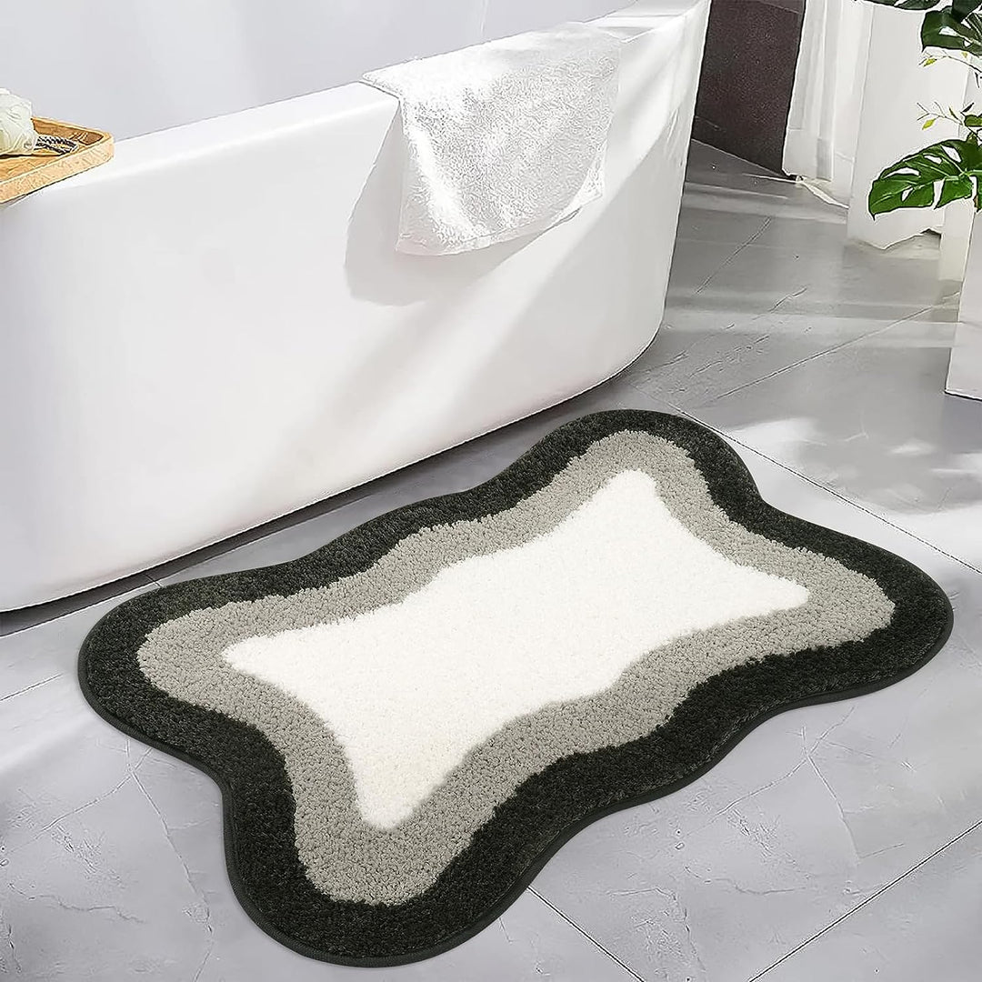 Lisslune | Black Gradient Bath Mats, Carpet for Bathrooms, Cute Non-Slip Irregular Carpet for Shower Room