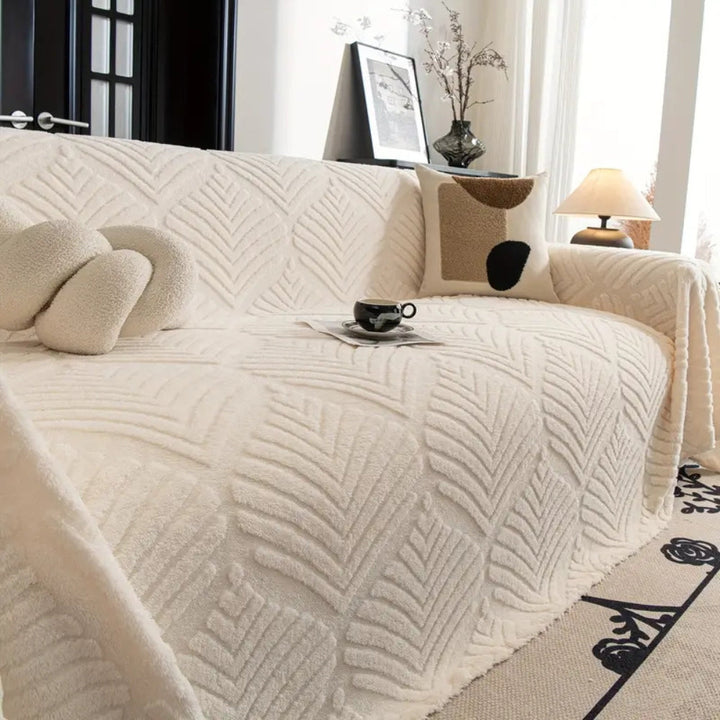 Lisslune | Herringbone Leaf Design Fleece Sofa Cover