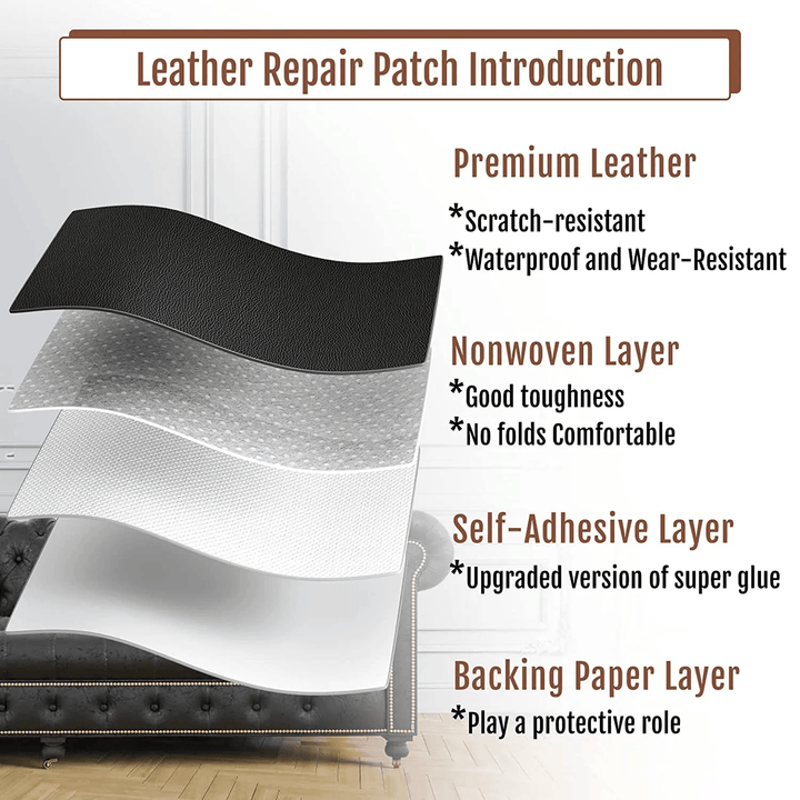 Lisslune | Jumbo XL Luxe Litchi Leather Repair Stickers - Stylish Solutions for Elegant Furniture Repairs