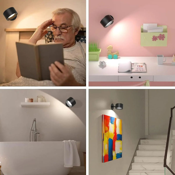 Lisslune | Wireless Rechargeable 360° Wall Light | Energy-Saving LED, Touch Control & Versatile for Home Lighting