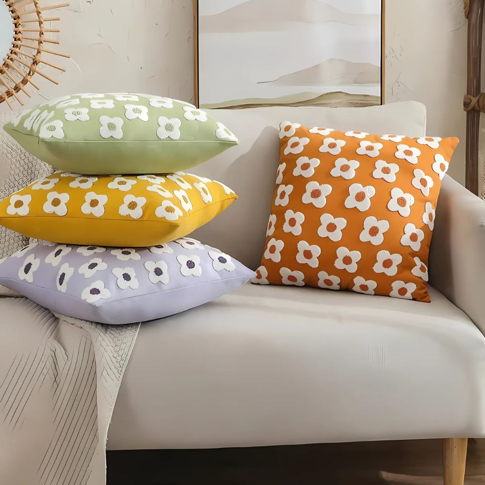 Lisslune | Lustrous Floral Embroidered Cushion Cover