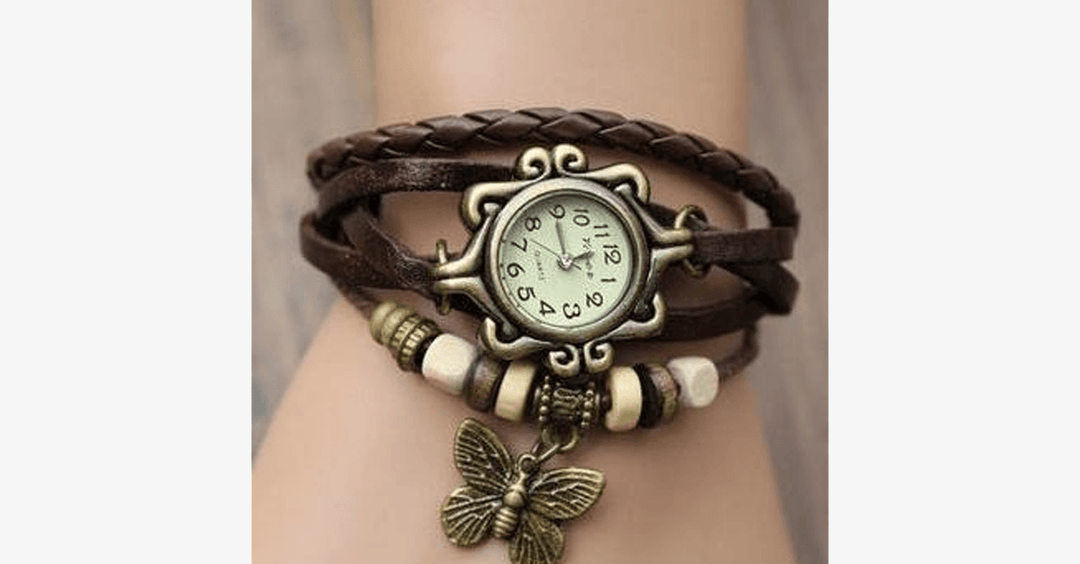 Lisslune | Butterfly Wrap Watches - Multicolored Genuine Leather Snap Back Watch